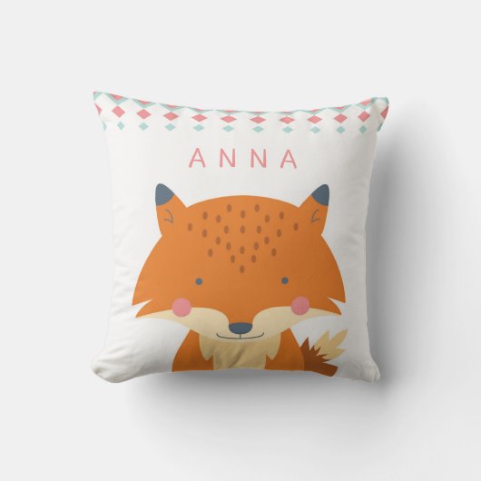 かわいいパーソナライズされたキツネ枕 クッション (正面)