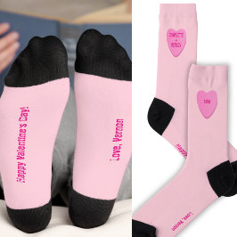 かわいいパーソナライズされたキャンディハートバレンタインデーピンク ソックス