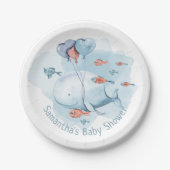 かわいいパーソナライズされたクジラの赤ちゃんシャワー ペーパープレート (正面)