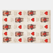 かわいいパーソナライズされたクマとハート ラッピングペーパーシート (正面)