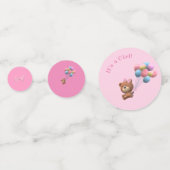 かわいいパーソナライズされたクマと風船 コンフェッティ (正面)