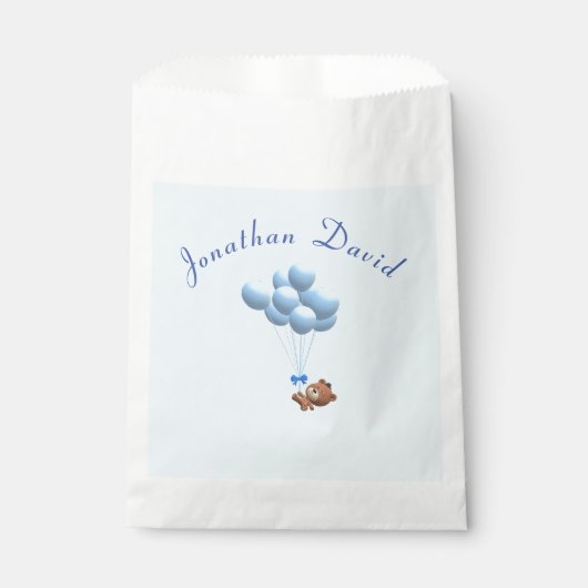 かわいいパーソナライズされたクマと風船 フェイバーバッグ (正面)