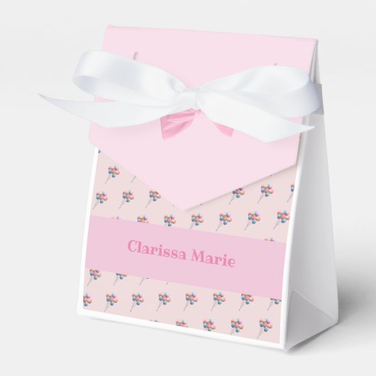 かわいいパーソナライズされたクマと風船 フェイバーボックス (正面サイド)