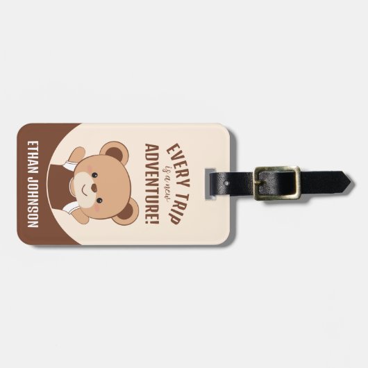 かわいいパーソナライズされたクマの冒険ラゲッジタグ ラゲッジタグ (正面横)