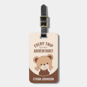 かわいいパーソナライズされたクマの冒険ラゲッジタグ ラゲッジタグ (正面縦)