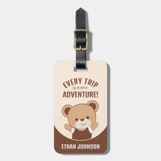 かわいいパーソナライズされたクマの冒険ラゲッジタグ ラゲッジタグ (正面縦)