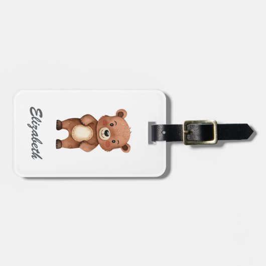 かわいいパーソナライズされたクマの子 ラゲッジタグ (正面横)