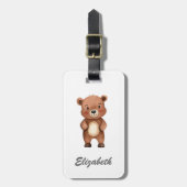 かわいいパーソナライズされたクマの子 ラゲッジタグ (正面縦)