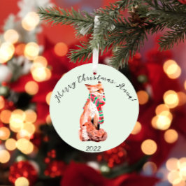 かわいいパーソナライズされたクリスマスキツネ セラミックオーナメント
