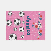 かわいいパーソナライズされたクリスマスサッカーボール フリースブランケット (正面(横))