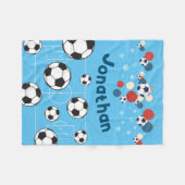 かわいいパーソナライズされたクリスマスサッカーボール フリースブランケット (正面(横))