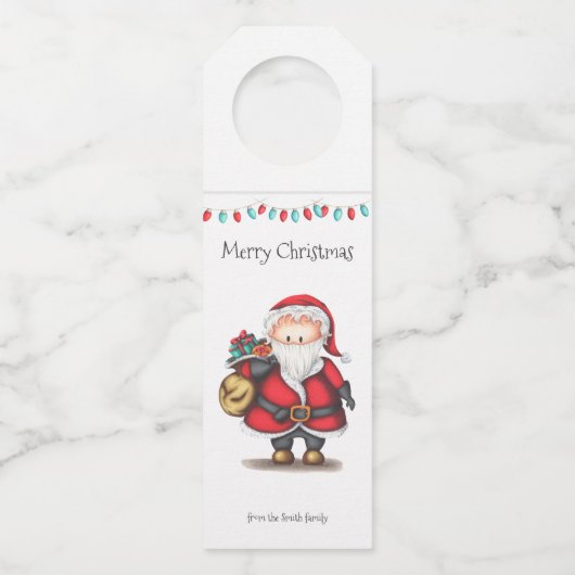 かわいいパーソナライズされたクリスマスサンタクロース ボトルネックタグ (正面)