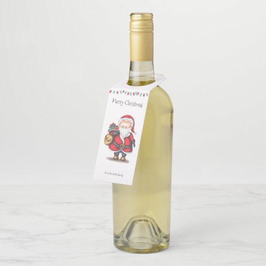 かわいいパーソナライズされたクリスマスサンタクロース ボトルネックタグ (アングル)