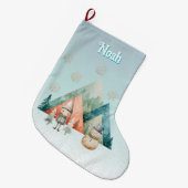 かわいいパーソナライズされたクリスマスストッキング ラージクリスマスストッキング (正面 (吊り時))