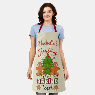 かわいいパーソナライズされたクリスマスベーキングチーム エプロン