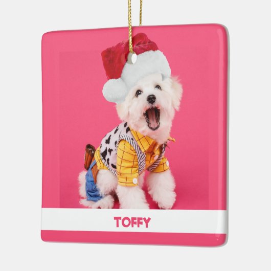 かわいいパーソナライズされたクリスマスペット セラミックオーナメント (左)