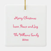 かわいいパーソナライズされたクリスマスペット セラミックオーナメント (裏面)