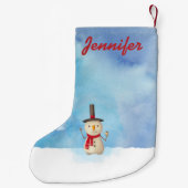 かわいいパーソナライズされたクリスマス雪だるまなびく スモールクリスマスストッキング (裏面)