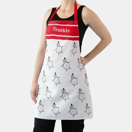 かわいいパーソナライズされたクリスマス雪だるまエプロン エプロン (インサイチュ)