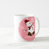 かわいいパーソナライズされたクリスマス雪だるま コーヒーマグカップ (正面右)