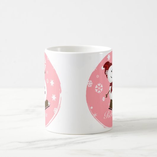 かわいいパーソナライズされたクリスマス雪だるま コーヒーマグカップ (中央)