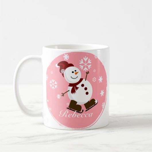 かわいいパーソナライズされたクリスマス雪だるま コーヒーマグカップ (左)