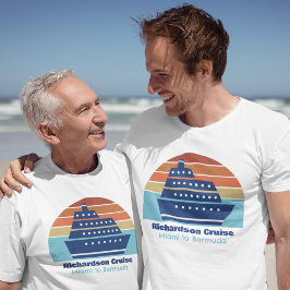 かわいいパーソナライズされたクルーズシップ家族旅行サンセット Tシャツ