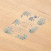 かわいいパーソナライズされたコアラeucalyptus赤ちゃんシャワー アクリル招待状 (レイダウン)