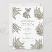 かわいいパーソナライズされたコアラeucalyptus赤ちゃんシャワー 招待状 (正面)