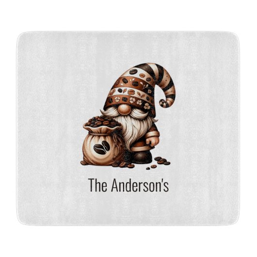 かわいいパーソナライズされたコーヒー格言ブラウンホワイトギフト カッティングボード (正面)