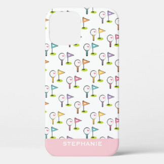 かわいいパーソナライズされたゴルフボールのティーとピン iPhone 12 PROケース