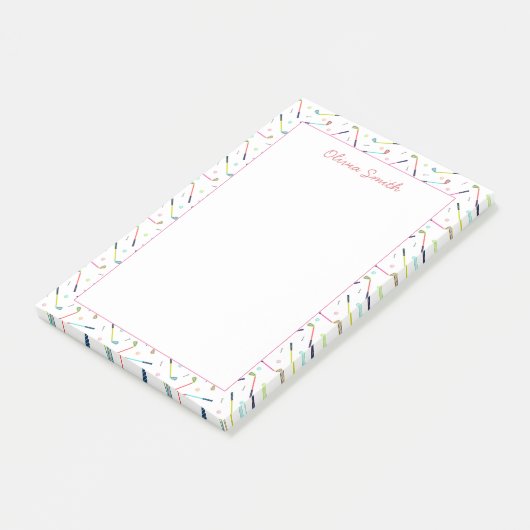 かわいいパーソナライズされたゴルフ柄の女性 ポストイット (アングル)