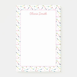 かわいいパーソナライズされたゴルフ柄の女性 ポストイット