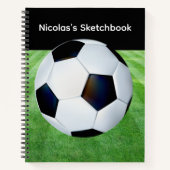 かわいいパーソナライズされたサッカーのスケッ子供へト ノートブック (正面)