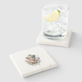 かわいいパーソナライズされたサッカーストーンコースター ストーンコースター (横)