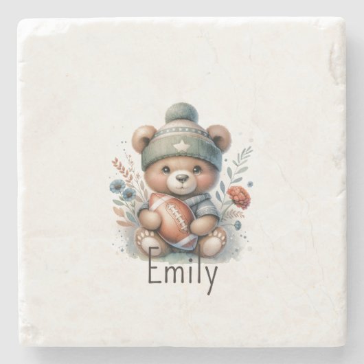 かわいいパーソナライズされたサッカーストーンコースター ストーンコースター (正面)