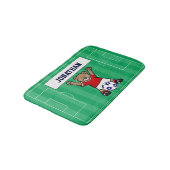 かわいいパーソナライズされたサッカーテディベア(赤) バスマット (アングル)