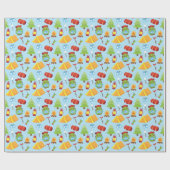 かわいいパーソナライズされたサマーキャンプパターン ラッピングペーパー (フラット)