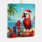 かわいいパーソナライズされたサンタオウムビーチクリスマス セラミックオーナメント (右)