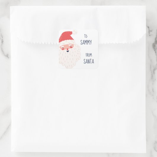 かわいいパーソナライズされたサンタギフトラベル スクエアシール (バッグ)