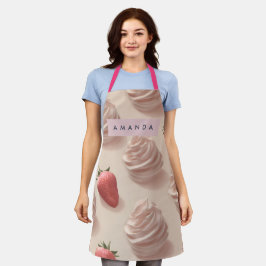 かわいいパーソナライズされたスイートストロベリークリームパステル エプロン