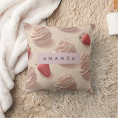 かわいいパーソナライズされたスイートストロベリークリームパステル クッション (ブランケット)