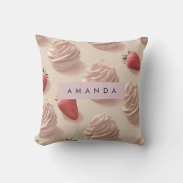 かわいいパーソナライズされたスイートストロベリークリームパステル クッション