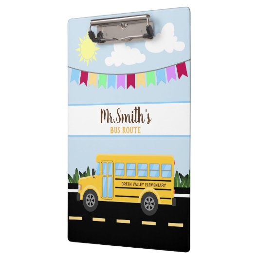 かわいいパーソナライズされたスクールバスドライバーのクリップボード クリップボード (左)