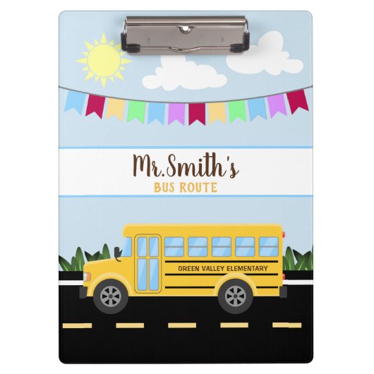 かわいいパーソナライズされたスクールバスドライバーのクリップボード クリップボード (正面)