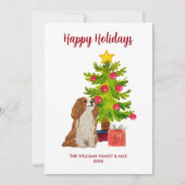 かわいいパーソナライズされたスパニエル犬ドッグクリスマス シーズンカード (正面)