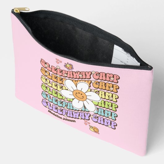 かわいいパーソナライズされたスリープウェイサマーキャンプ アクセサリーポーチ (見開き)