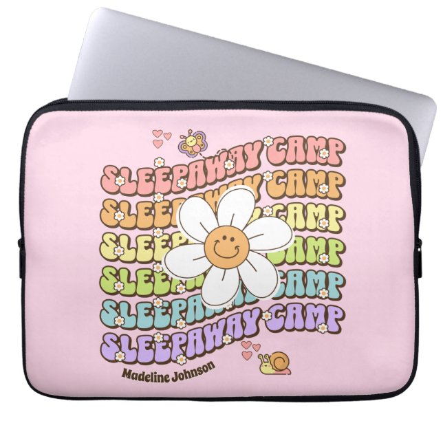 かわいいパーソナライズされたスリープウェイサマーキャンプ ラップトップスリーブ (正面)