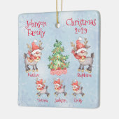かわいいパーソナライズされたトナカイ5の家族 セラミックオーナメント (左)