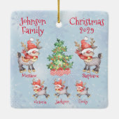 かわいいパーソナライズされたトナカイ5の家族 セラミックオーナメント (裏面)